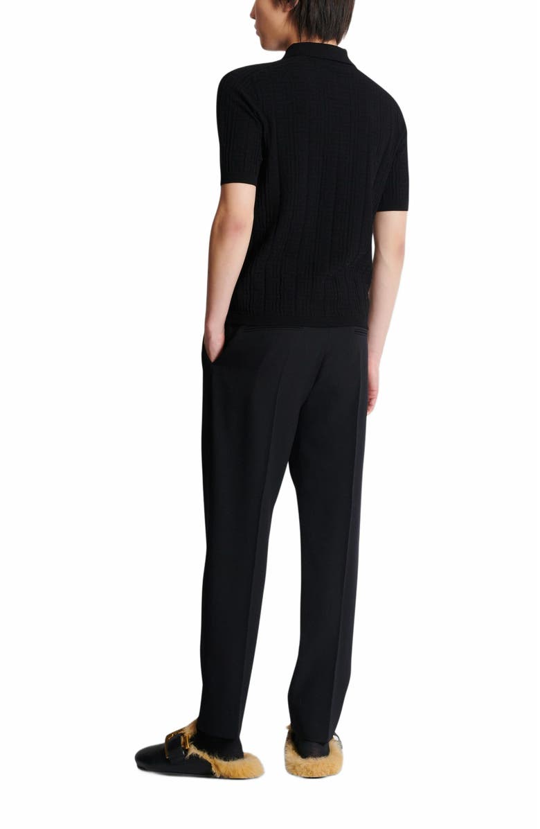 Balmain Monogram Knit Polo Shirt, Alternate, color,