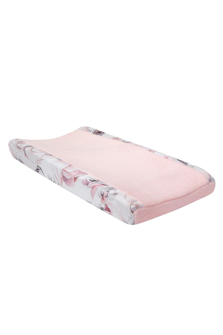 Signature Botanical Baby Floral Minky Changing Pad Cover, Main, color, Pink