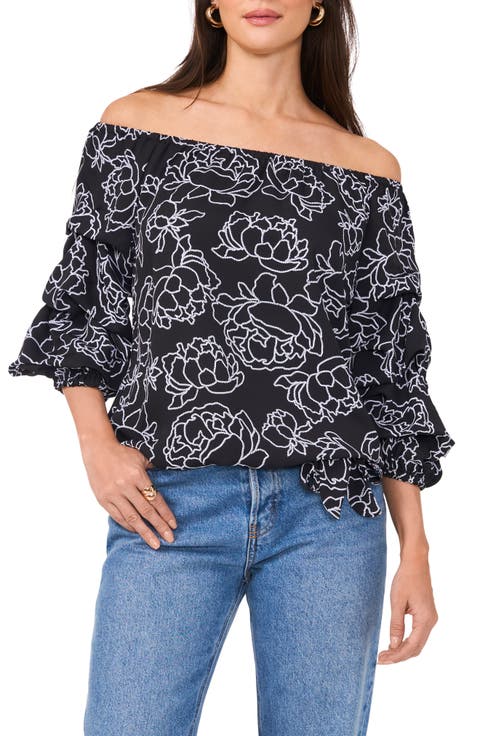 Women Print Off Shoulder T-shirt