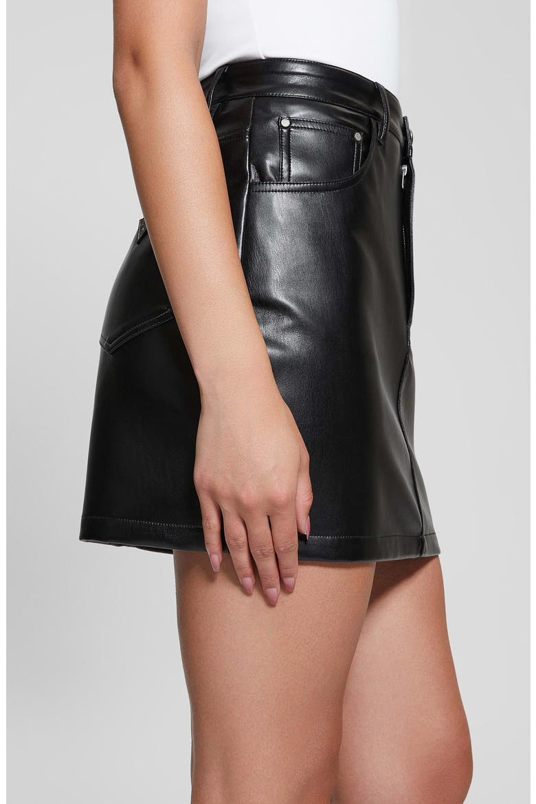 Ysaline Faux Leather Miniskirt, Alternate, color, JET BLACK A996