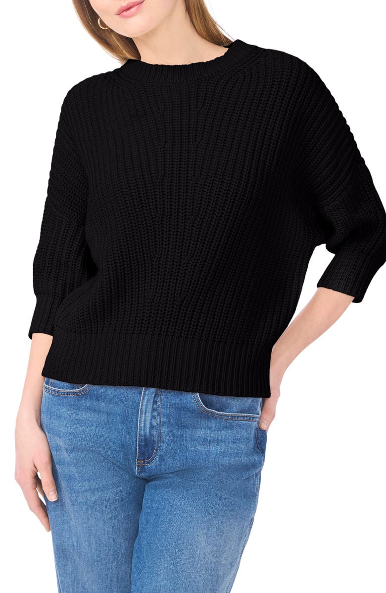 Vince Camuto Crewneck Sweater, Main, color, Rich Black