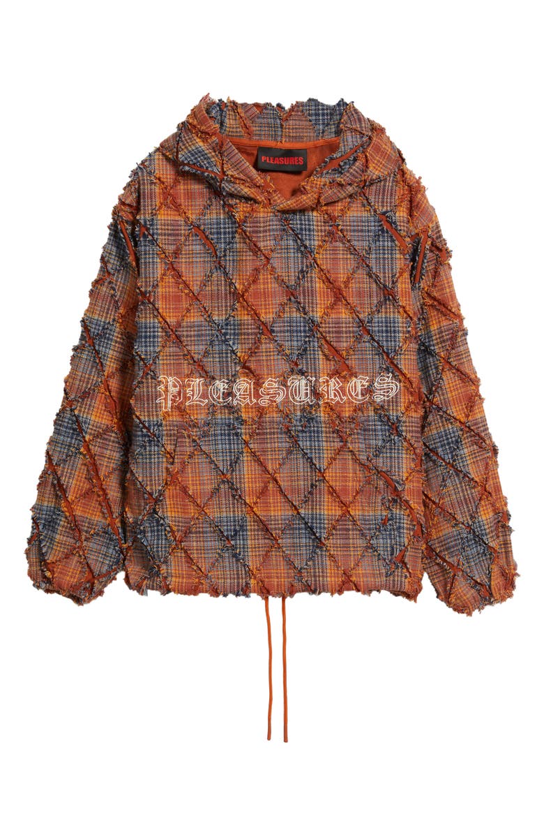 PLEASURES Mystic Flannel Poncho Hoodie, Alternate, color, Orange