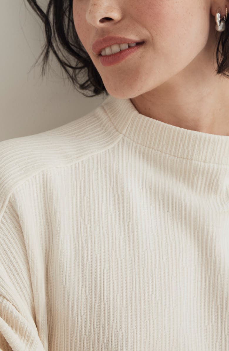 Madewell Jacquard Stripe Funnel Neck Top, Alternate, color,