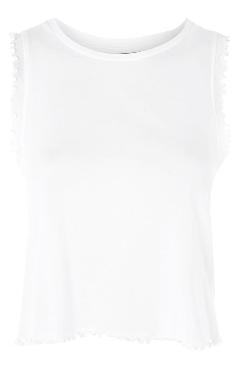 Topshop Ruffle Trim Tank, Alternate, color,