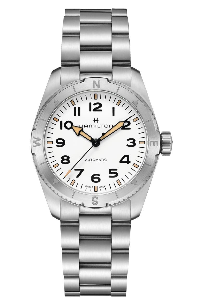 Khaki Field Expedition Automatic Bracelet Watch, 37mm, Main, color, WHITE