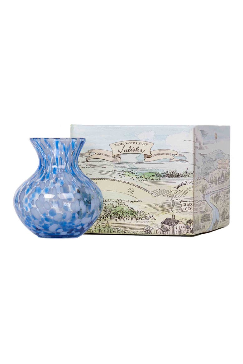 Puro 6-Inch Tortoiseshell Pattern Glass Vase, Alternate, color, BLUE