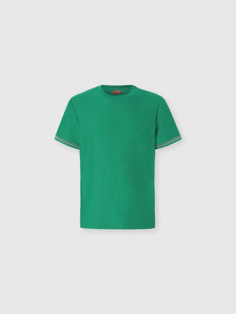 Crew-neck Cotton Jacquard T-shirt With Tone-on-tone Zigzag Design