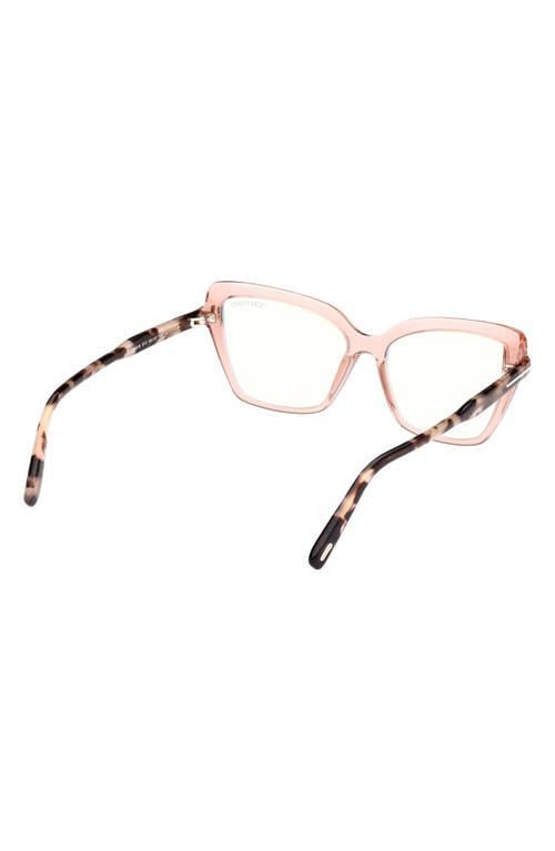 Tom Ford 55mm Cat Eye Blue Light Blocking Optical Glasses In Pink