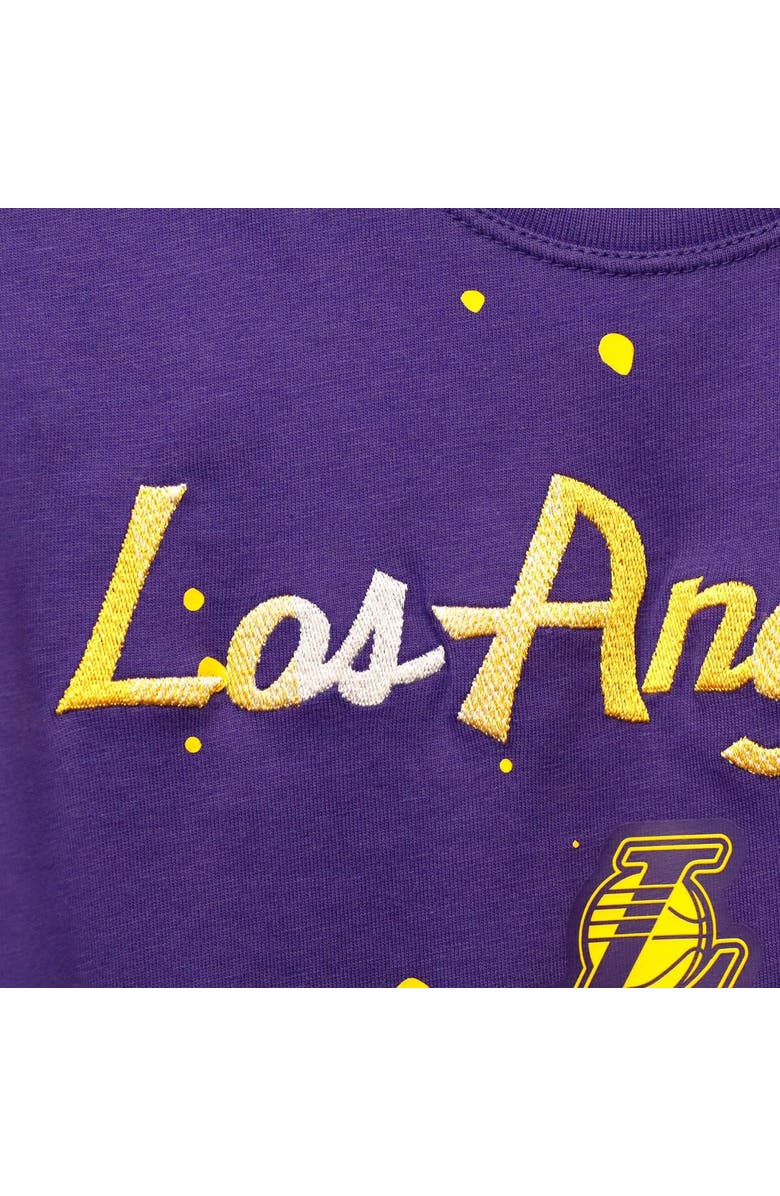 Nike Women's Nike Purple Los Angeles Lakers Courtside Splatter Cropped T-Shirt, Alternate, color, Purple