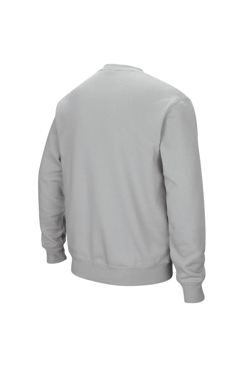Men's Colosseum Gray Harvard Crimson Team Arch & Logo Tackle Twill Pullover Sweatshirt, Alternate, color, Gray