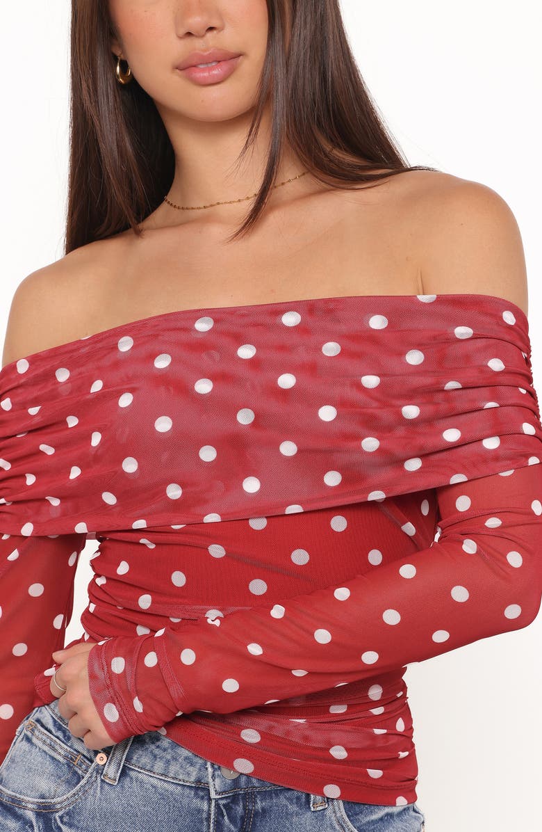 Petal & Pup Caelira Off the Shoulder Top, Alternate, color, Red Polka Dot