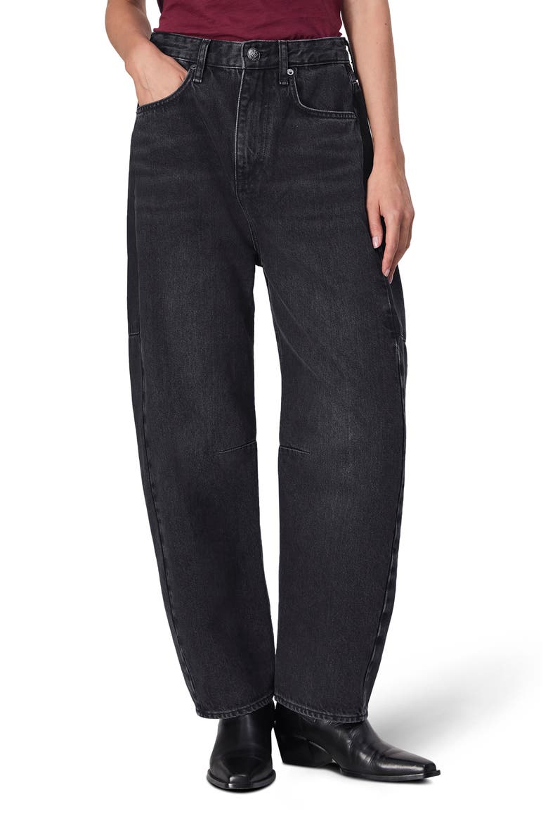 Charlie High Waist Barrel Jeans, Main, color, BLACKSTN