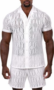 Maceoo Marthyr Geometric Knit Shorts