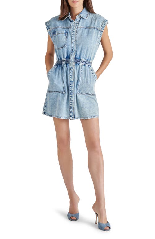 Steve Madden Robbie Denim Mini Shirtdress In Mineral Blue