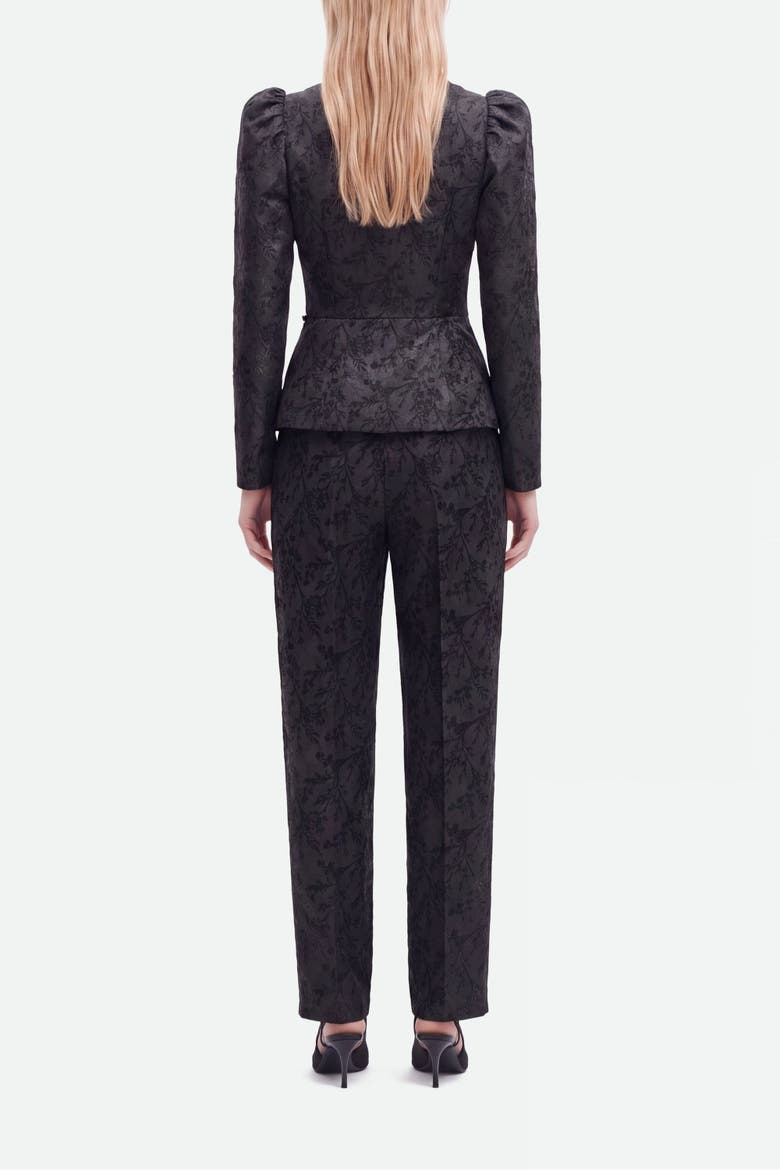 Jacquard High Waist Carrot Trousers, Alternate, color, Black