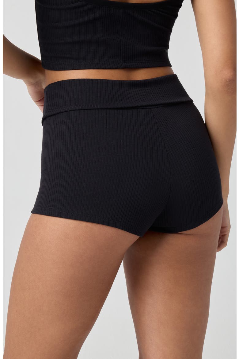 Shortie Rib Shorts, Alternate, color, BLACK