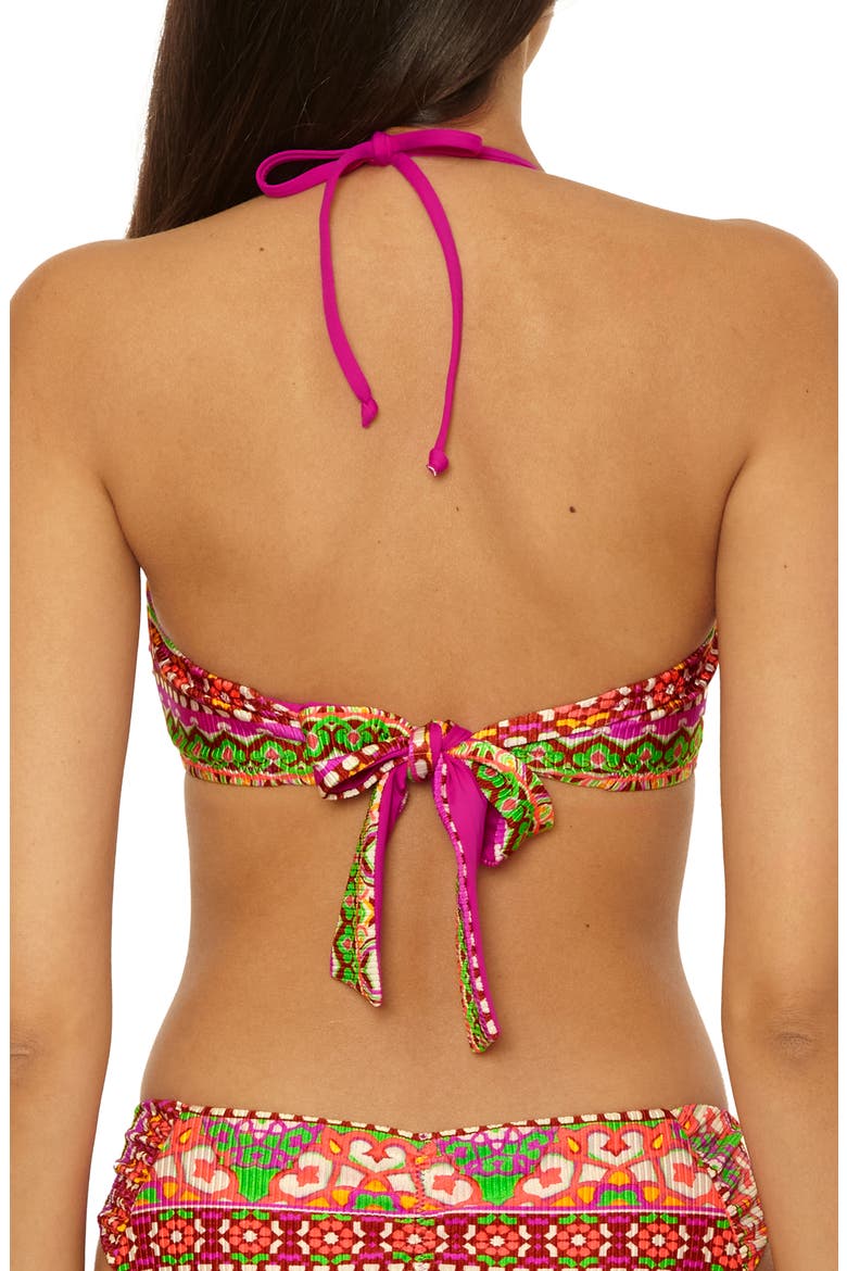 Moroccan Tile V-Wire Bandeau Bikini Top, Alternate, color, MULTI PINK