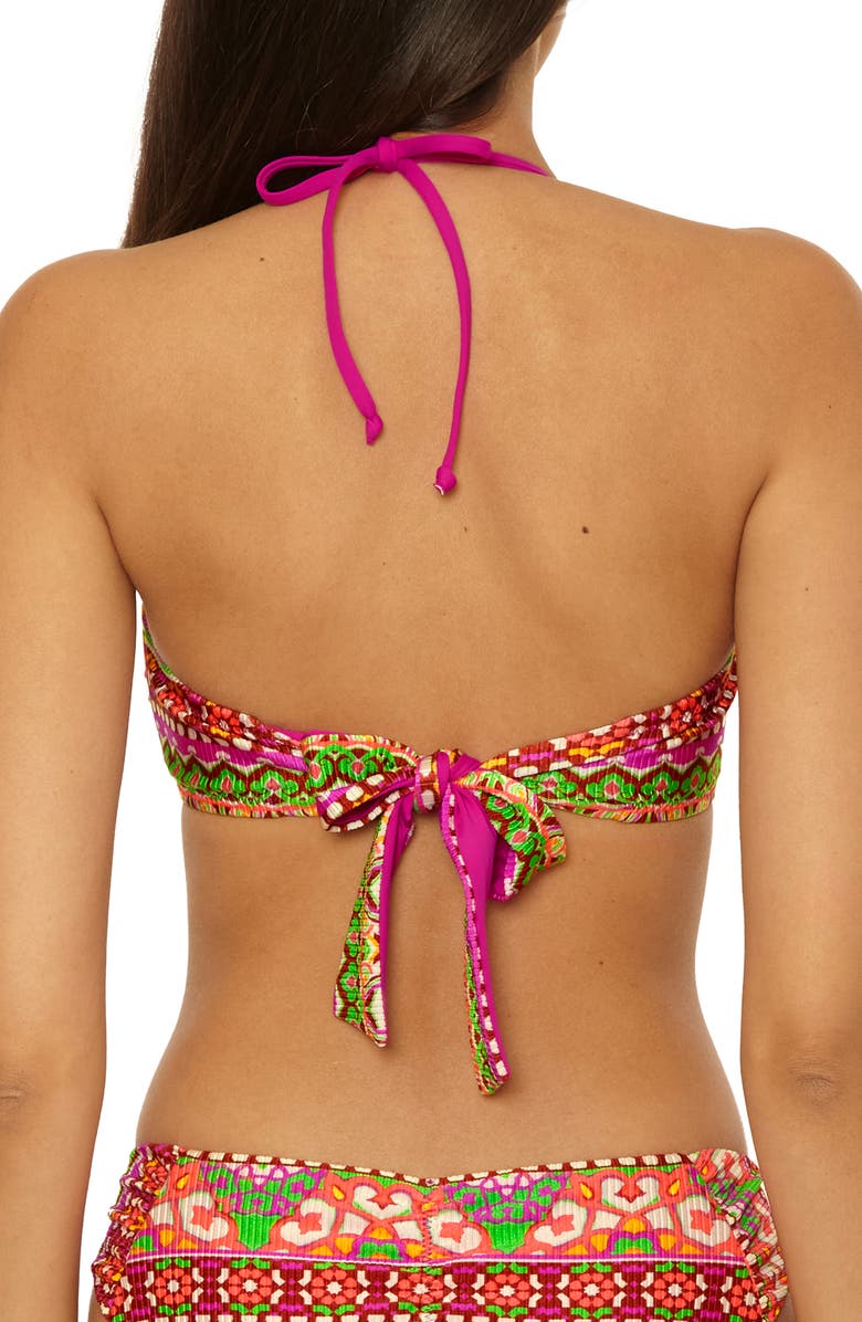 Becca Moroccan Tile V-Wire Bandeau Bikini Top, Alternate, color, Multi Pink