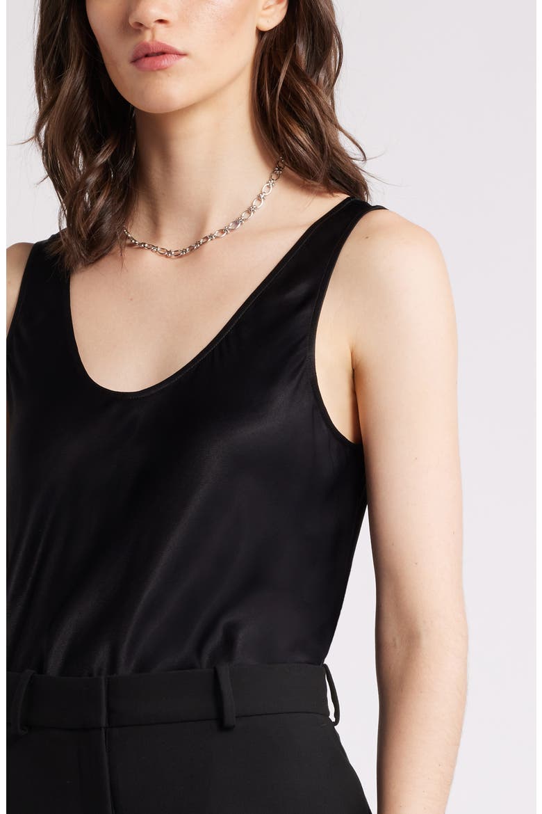 Satin Scoop Neck Tank, Alternate, color, BLACK