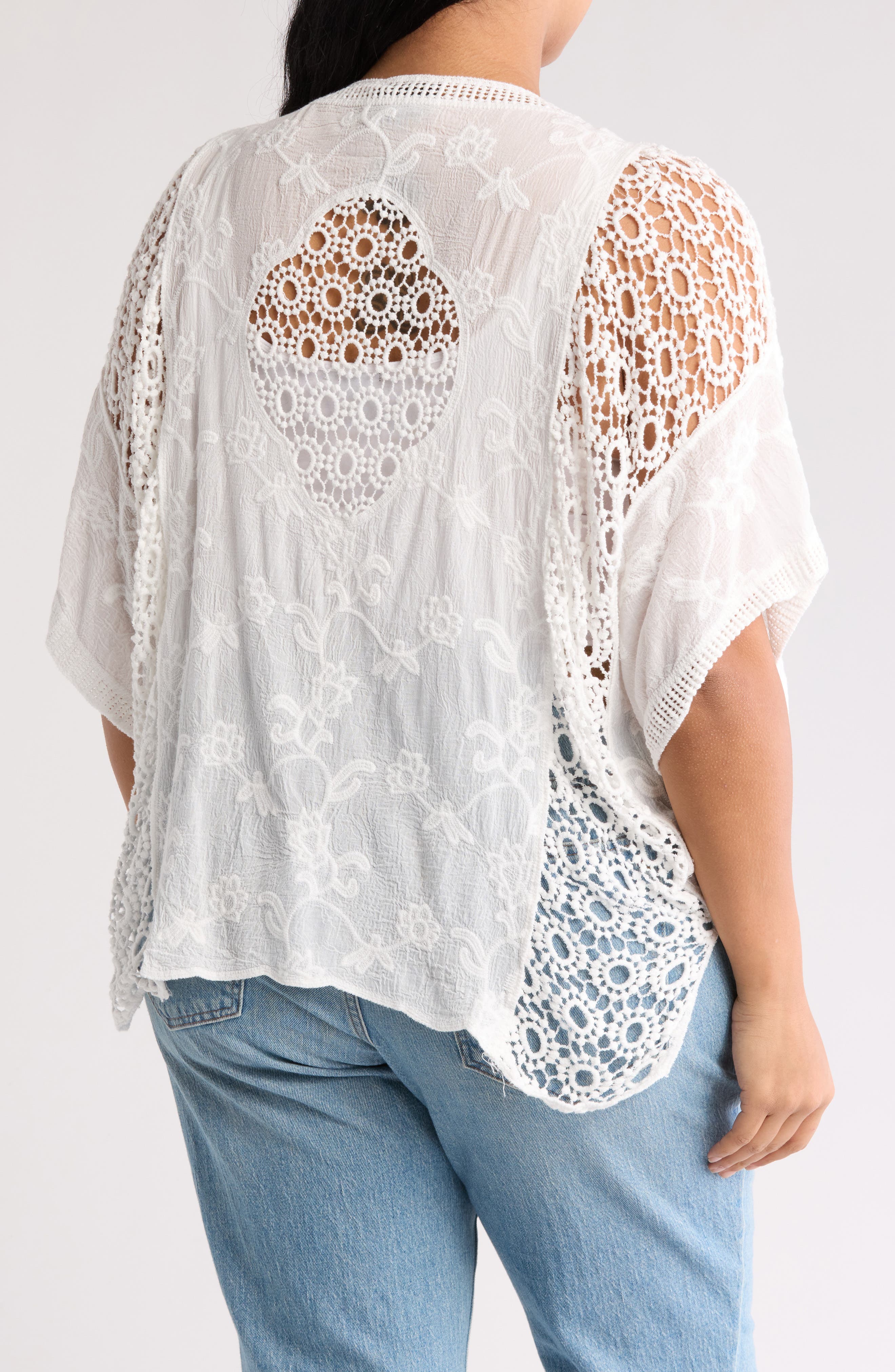 Embroidered Eyelet High/Low Cardigan - image 2