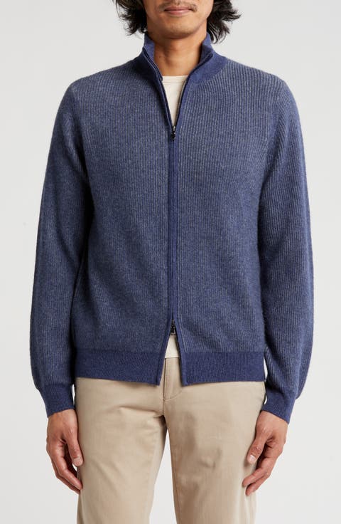 Rib Cashmere Zip Jacket