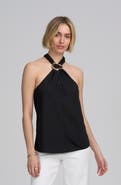 ELLE Collection Woven Halter Hardware Top