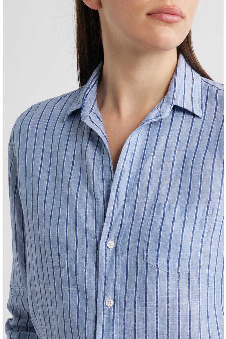 Relaxed Button-Up Shirt, Alternate, color, BLUE NAVY STRIPE