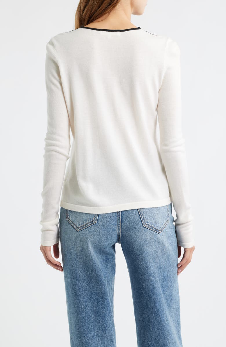 LoveShackFancy Lolani Lace Collar Wool Cardigan, Alternate, color, Ivory