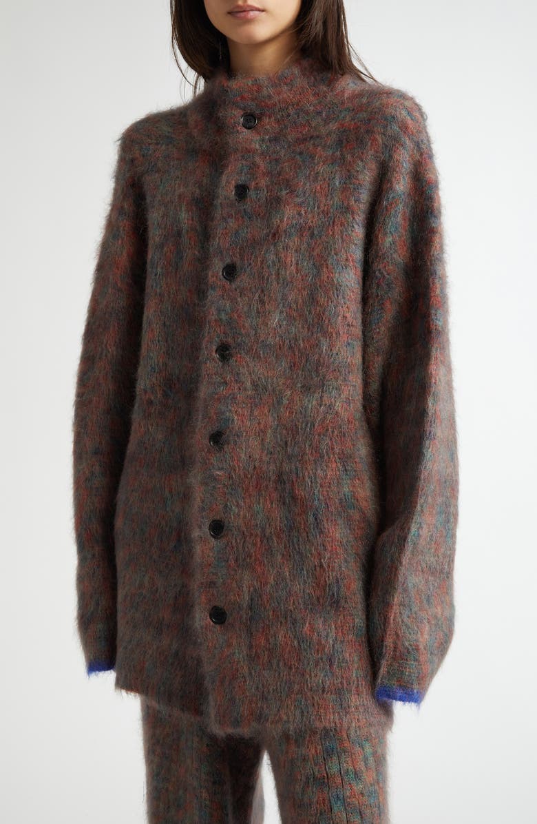 ZANKOV Walker Oversize Alpaca & Mohair Blend Mock Neck Cardigan, Alternate, color, 