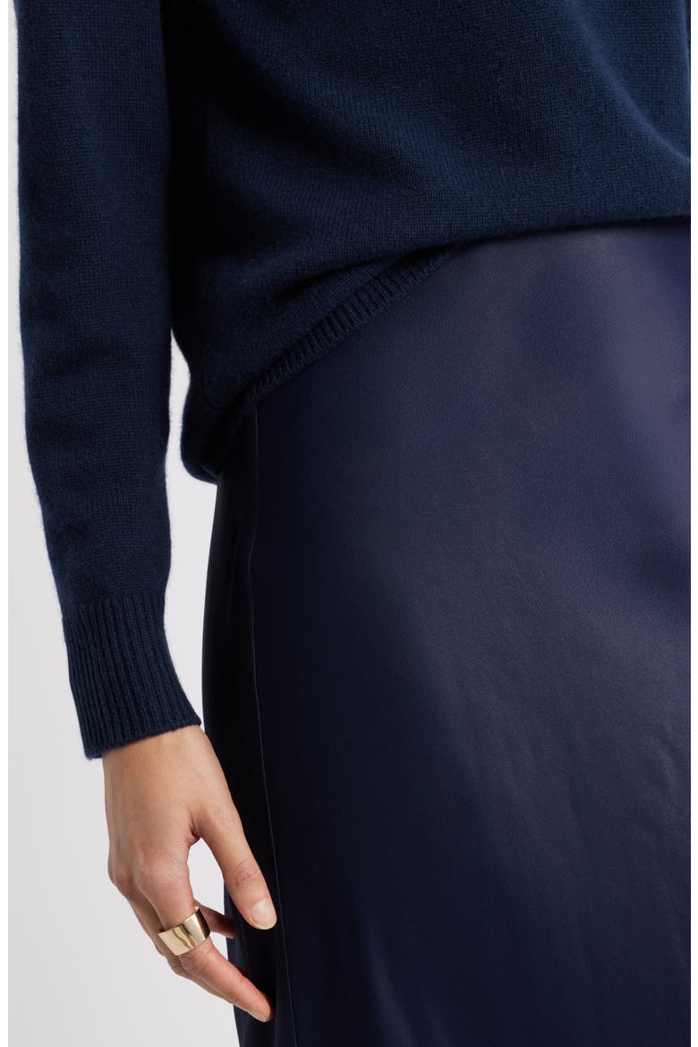 Bias Cut Satin Skirt, Alternate, color, NAVY NIGHT