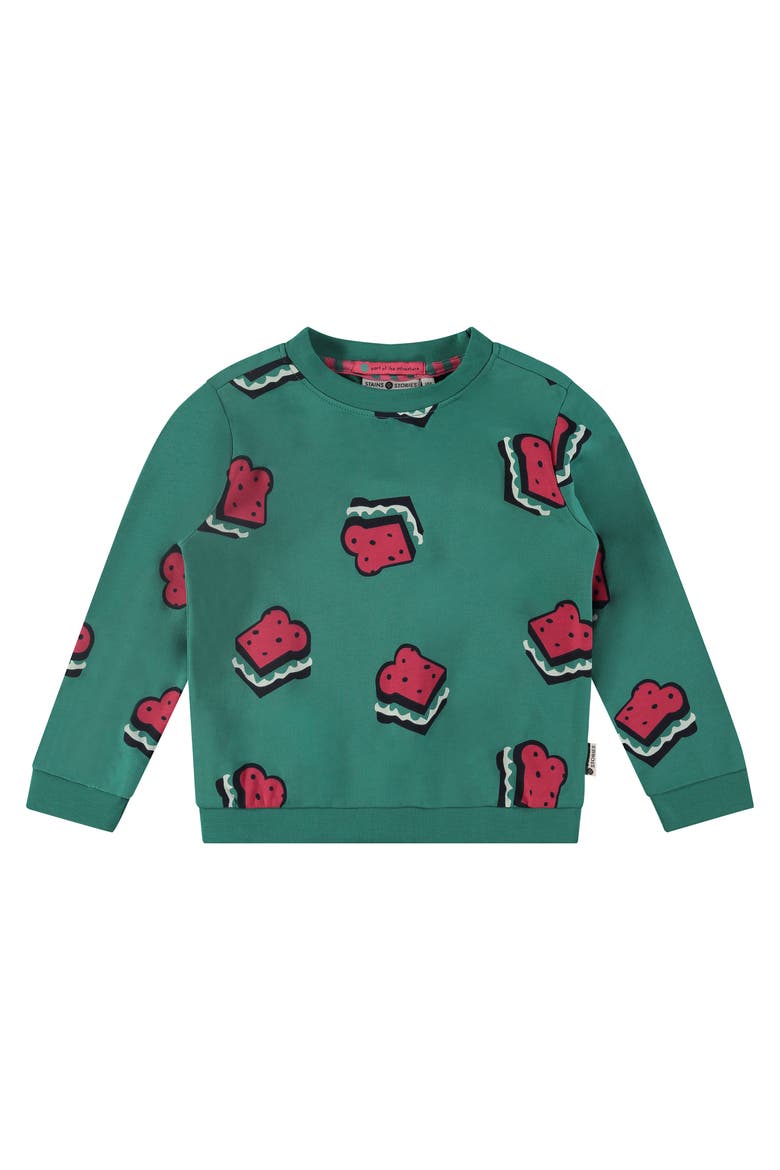 Allover Sandwich Print Sweatshirt, Main, color, Emerald