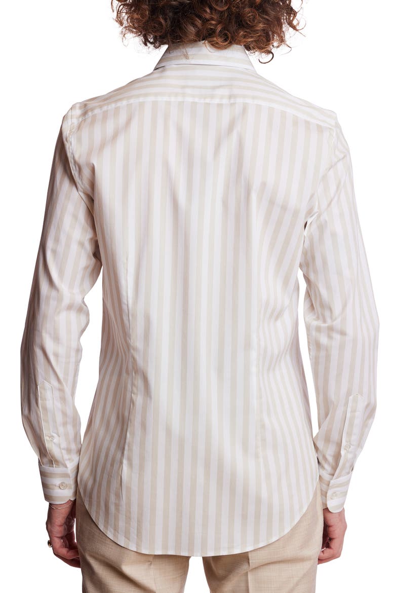 Samuel Stretch Cotton Button-Up Shirt, Alternate, color, TAN & WHITE WIDE STRIPE