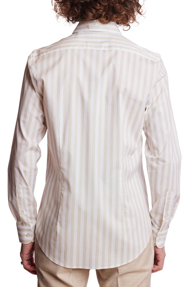 PAISLEY & GRAY Samuel Stretch Cotton Button-Up Shirt, Alternate, color, Tan & White Wide Stripe