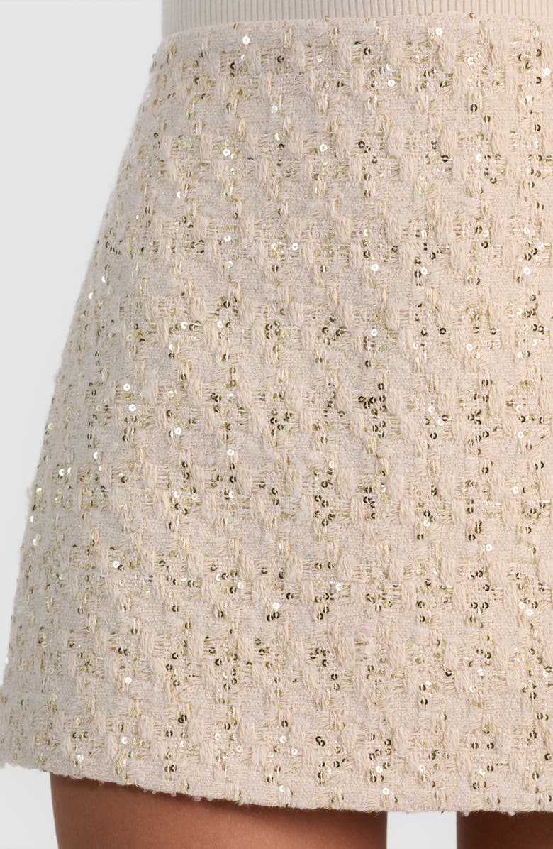 Alice + Olivia Rubi Metallic Tweed Miniskirt, Alternate, color, Natural