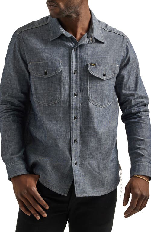 Lee 101 '70s Cotton Chambray Button-up Shirt In Dry Indigo