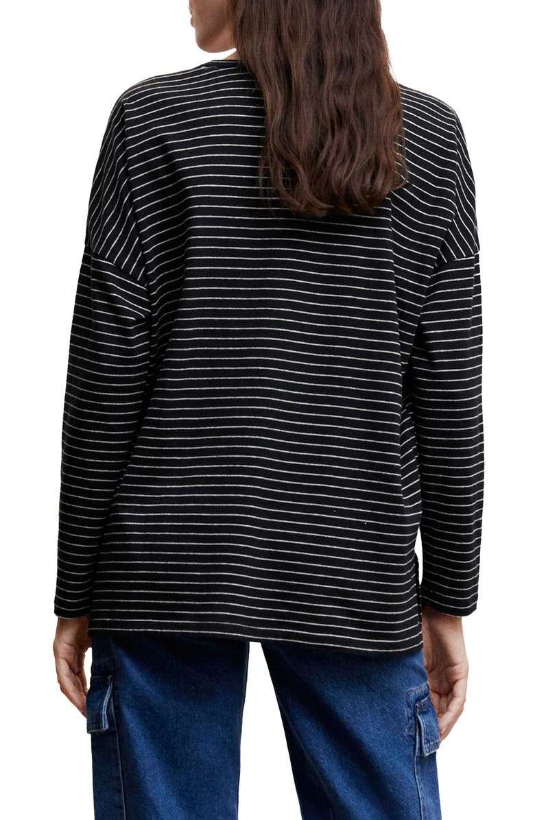 MANGO Stripe Long Sleeve Cotton & Linen T-Shirt, Alternate, color,