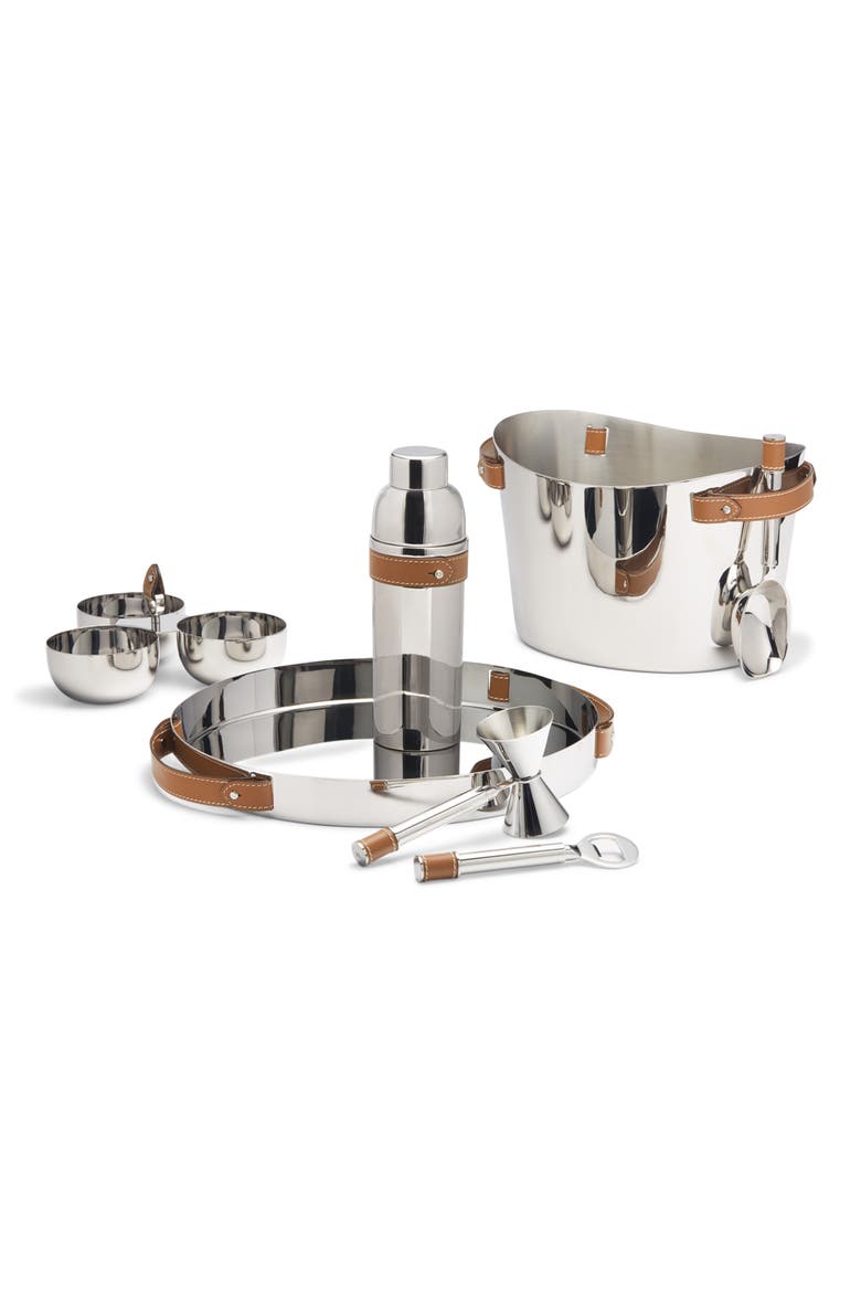 Wyatt Cocktail Shaker, Alternate, color, SADDLE/ SILVER