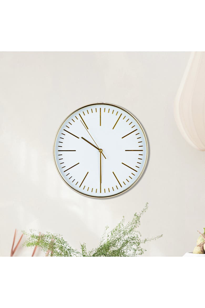 Minimalist Aura Wall Clock, White and Gold, Alternate, color, White