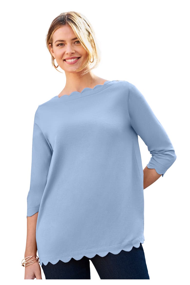 Scallop Boatneck Tunic, Main, color, AZURE MIST