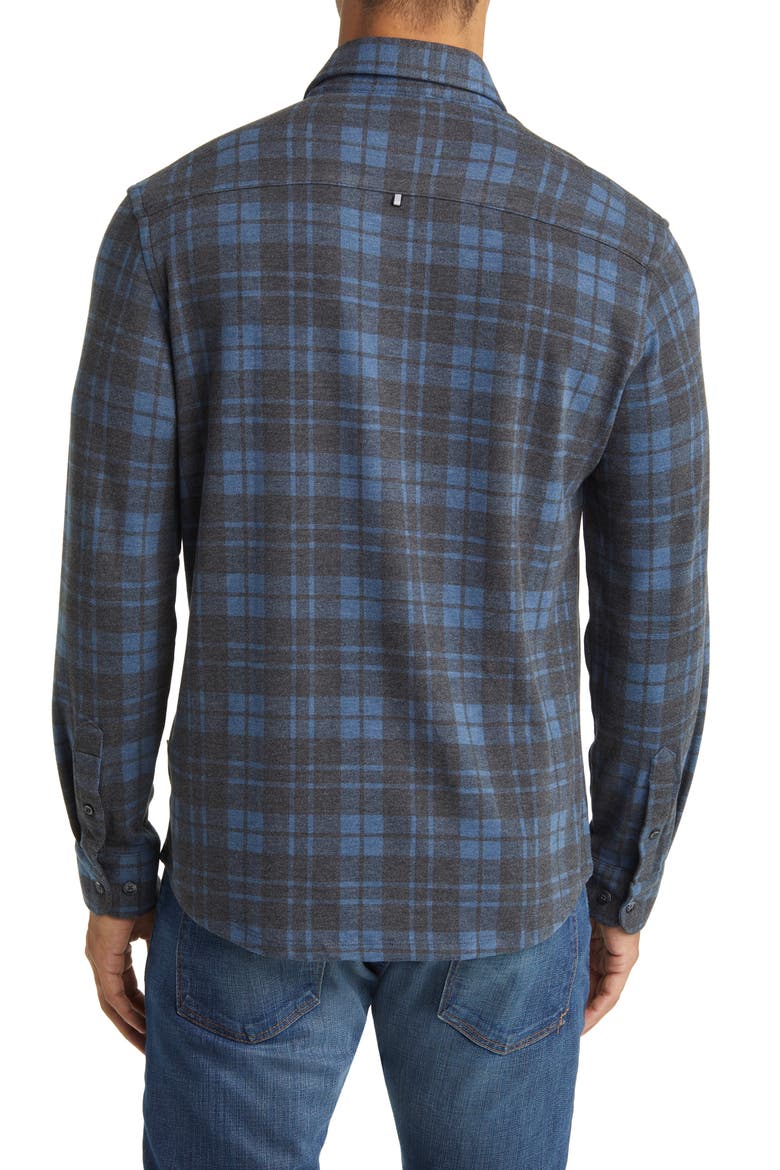 Lumberjack Plaid Wrinkle Resistant Tech Fleece Button-Up Shirt, Alternate, color, NAVY