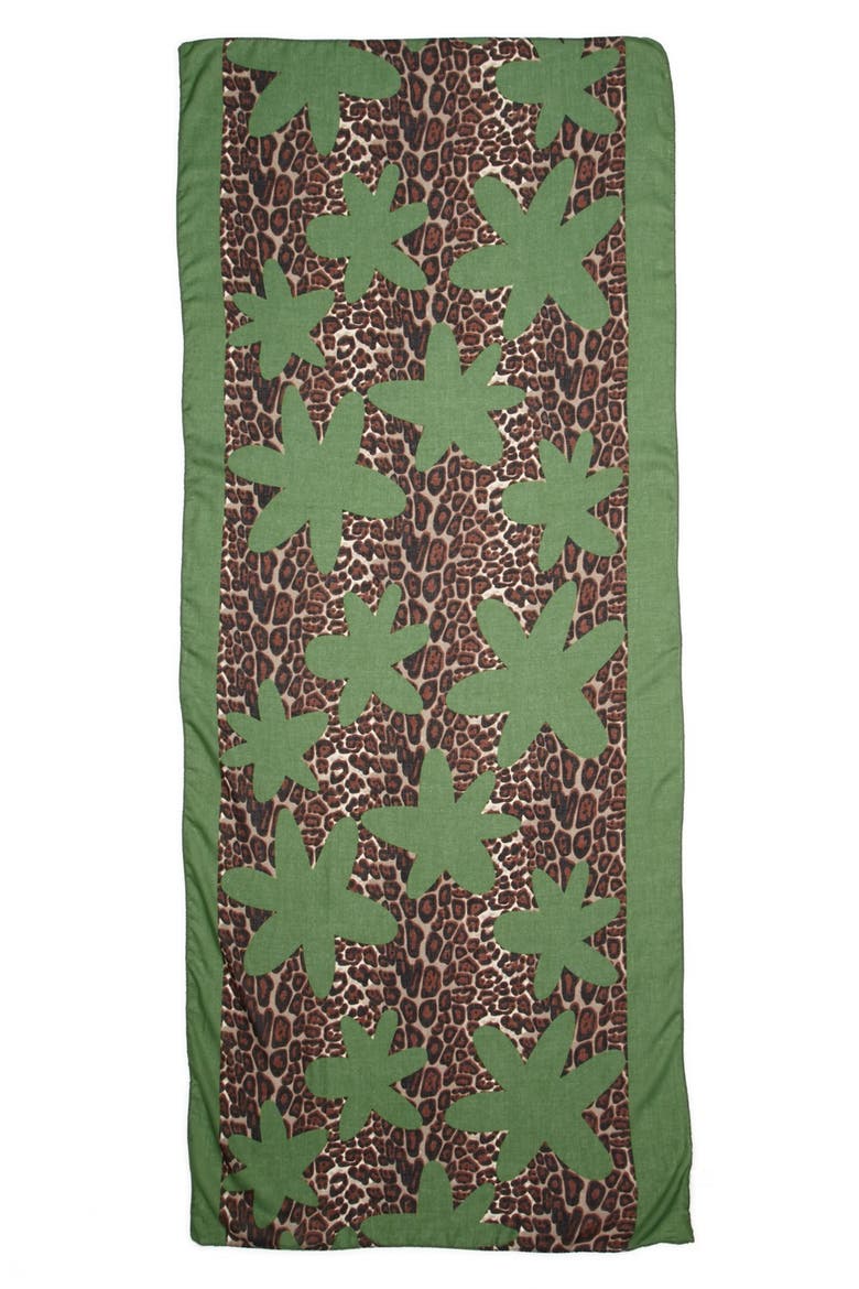 'Leopard Flower' Scarf, Alternate, color, GREEN