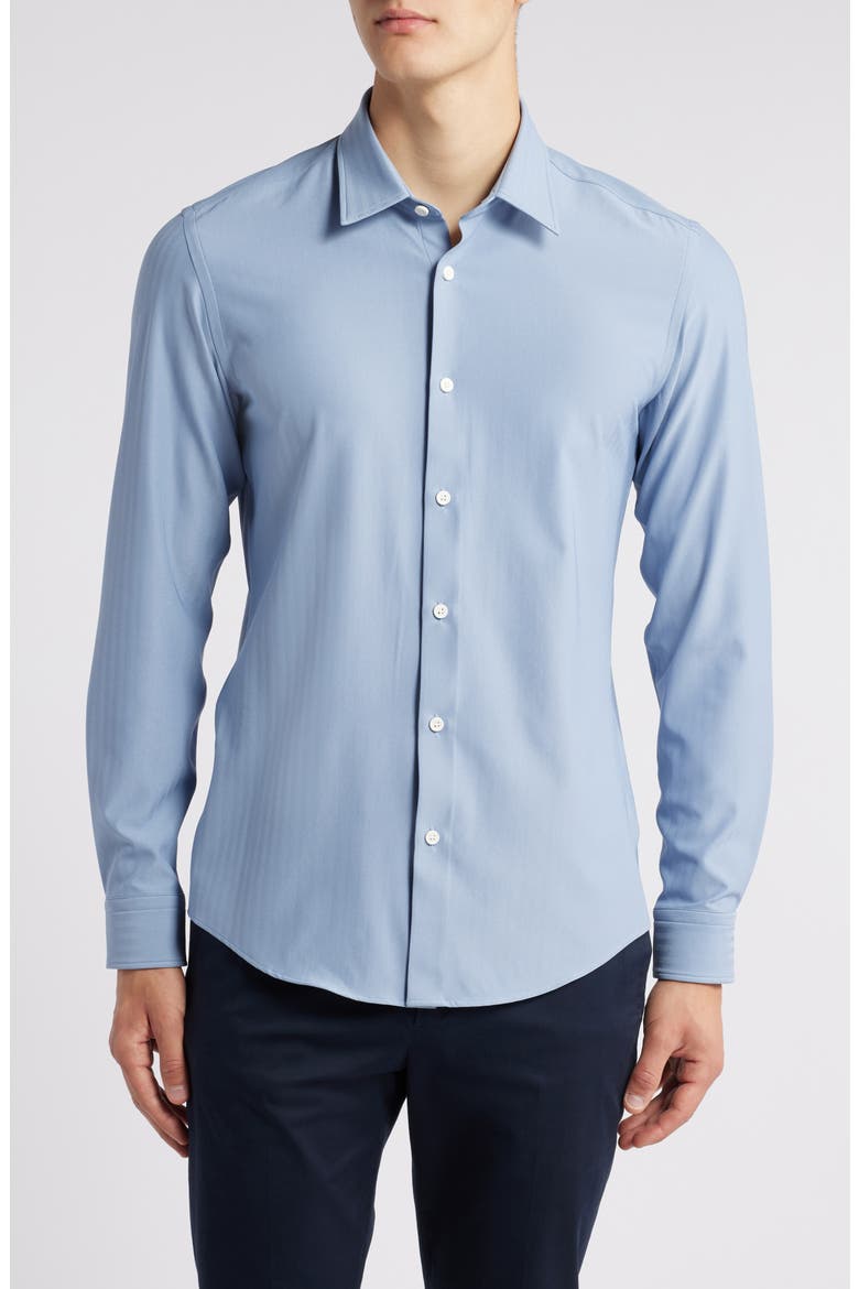 Roan Slim Fit Solid Stretch Button-Up Shirt, Main, color, OPEN BLUE