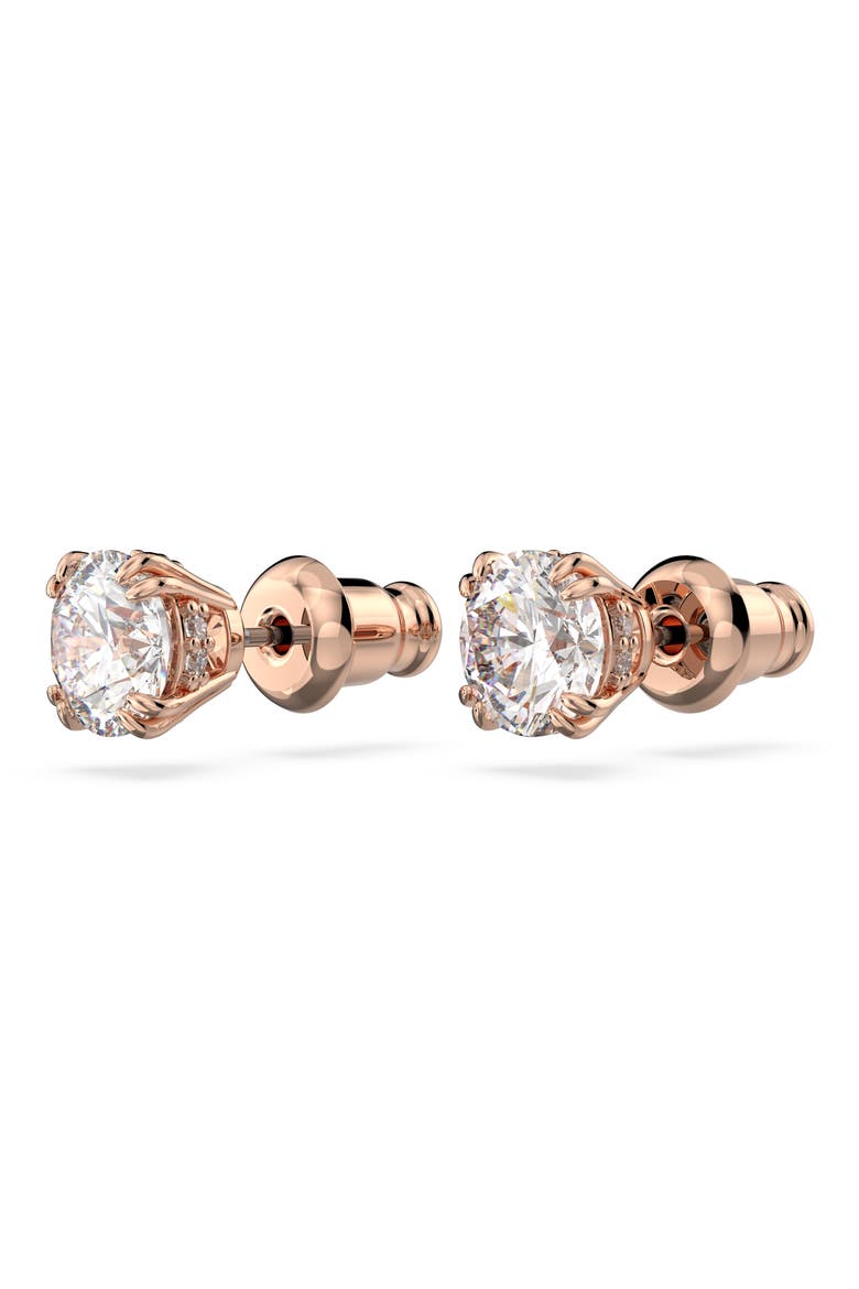 Constella Round Crystal Stud Earrings, Alternate, color, ROSE GOLD
