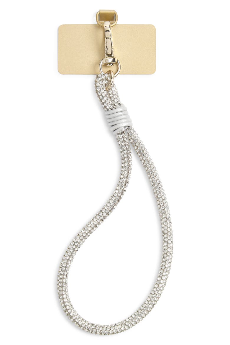 Crystal Cord Phone Strap, Main, color, CLEAR- GOLD