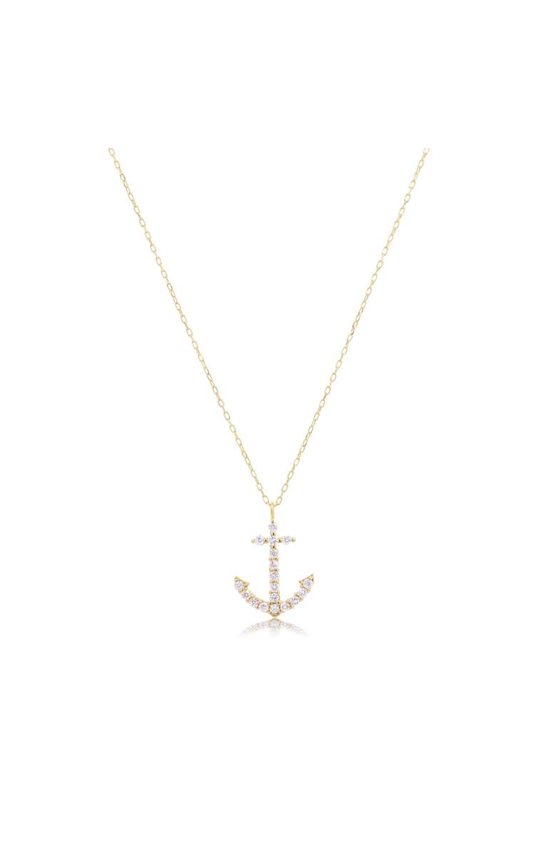 The Lovery Fine Jewelry Diamond Anchor Necklace, Main, color, Yellow Gold