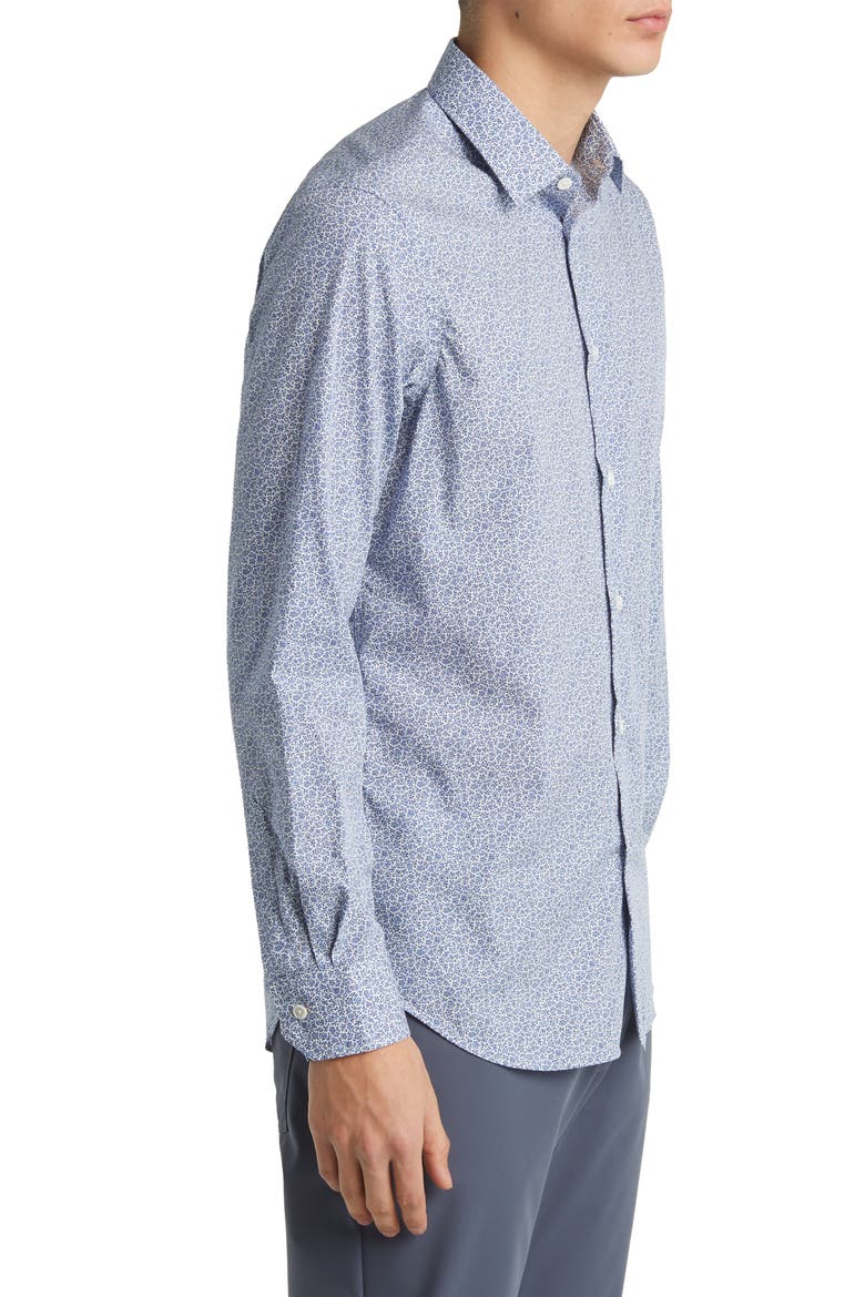 Tailored Fit Floral Cotton Dress Shirt, Alternate, color, GREEN-BLUE