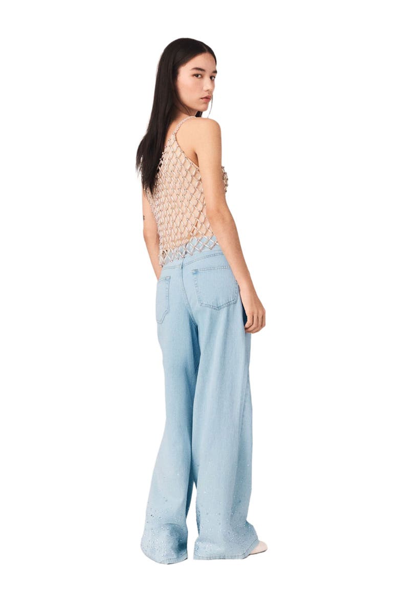 Beaded top with lining, Alternate, color, Ecru