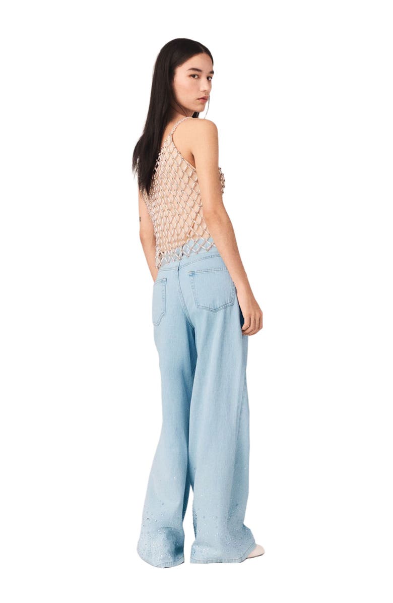 maje Beaded top with lining, Alternate, color, Ecru