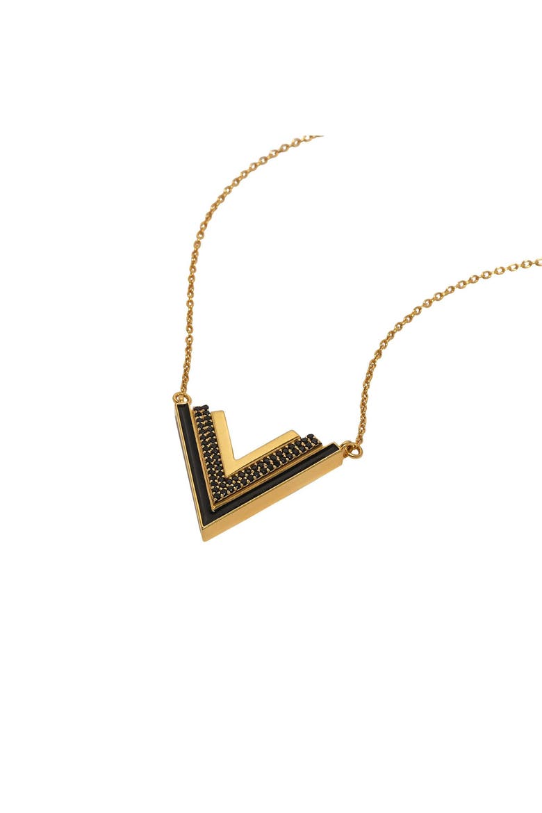 Valor Gold Onyx V Necklace, Alternate, color, Gold & Black