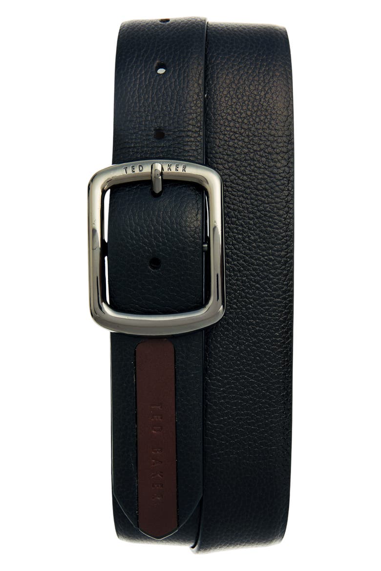 Jaims Contrast Detail Leather Belt, Main, color, BLACK